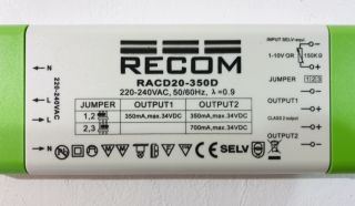 Recom RACD20-350D LED Treiber Trafo Transformator Driver 350mA 700mA max 34V